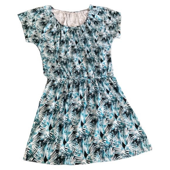 Kim Rogers Dresses & Skirts - Kim Rogers Short Raglan Sleeve Tie Waist A-Line Dress Blue Black White Size XL